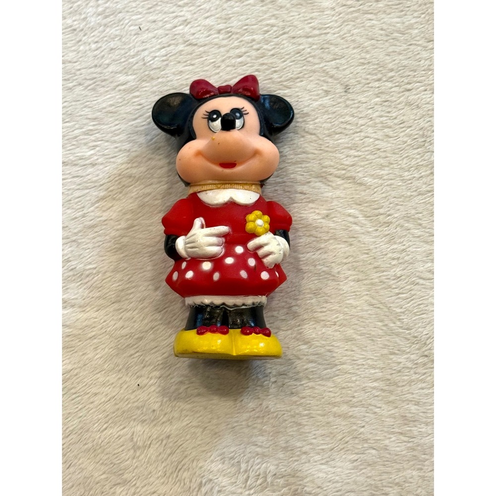 Vintage 1986 Disney Minnie Mouse Bubble Wand Tootsietoy Figure 5 Inch Red Dress